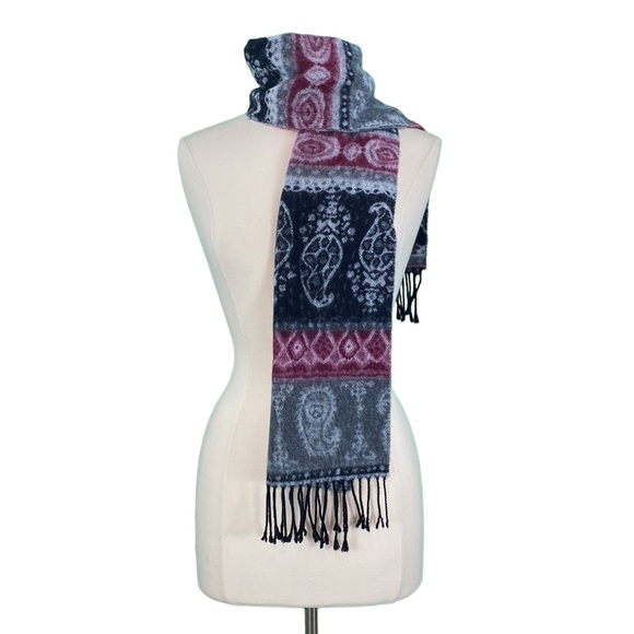 Berkshire Black and Gray Paisley Print Tassel Scarf - Picture 3 of 5